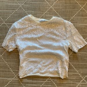 Zara sequins white top